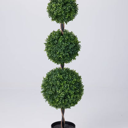Dr.Planzen Artificial Triple Ball Boxwood Topiary Tree - Faux Potted Plant for Indoor Outdoor Front Porch Decor - UV Resistant Fake Greenery