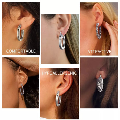 Turandoss 9Pairs 14k Gold Silver Hoop Earrings for Women Girls - Small Hypoallergenic Earrings Set, Gold Jewelry for Women Trendy, Teen Girl Gifts