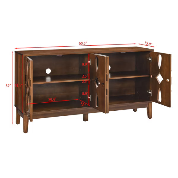 61'' Mid-Century Modern Storage Cabinet with Adjustable Shelves, Sideboard Buffet Console Table for Dining Room, Living Room, or Entryway