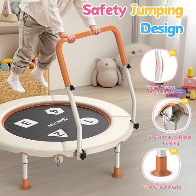 BCAN MINI 36'' Toddler Trampoline for Ages 1-6, ASTM Certified, Perfect Gift for Boy and Girl Beige 36IN