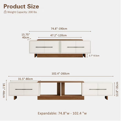 JVNOXK-Modern Entertainment Center with Extendable TV Stand Features 4 Large Storage Cabinets Accommodates up to 120-inch TV Ideal for Living Rooms