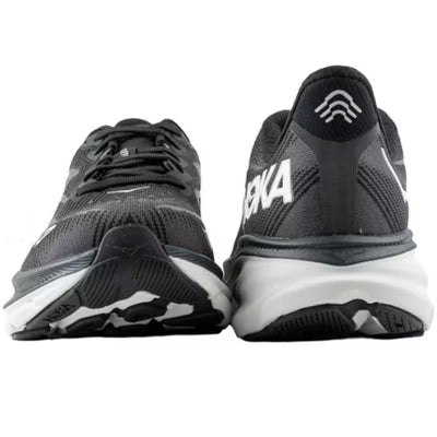 Hoka Women's Clifton 9 Sneaker Running Shoes Black/White, Size 10.5