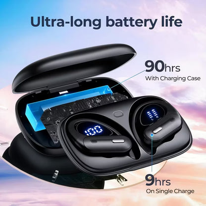 OFNEX Wireless Earbuds Bluetooth 5.3 Headphones 90 Hrs Playtime Ear buds with Wireless Charging Case Power Display Over-ear Earphones