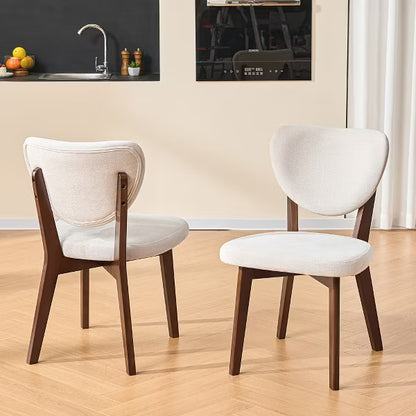 KERDOM Dining Chairs Set of 2, Modern Upholstered Wood, Armless Wide Seat Cushion, Padded Backrest, Beige