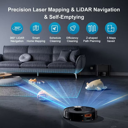 Teendow 3-in-1 Robot Vacuum and Mop,11500 Pa,Robotic Vacuum with Smart LiDAR Navigation, 90 Day Self-Emptying,160 Min Runtime,App/Alexa/Voice Control