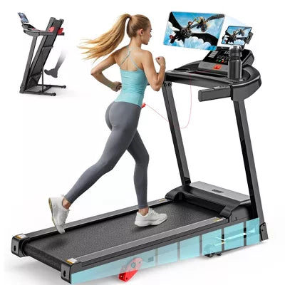 Folding Treadmill 350 lbs Capacity for Home, Incline Treadmill for Exercising, 6% Manual Incline, 7.5MPH, 16'' Wide Belt, 71 Programs, Knee Support