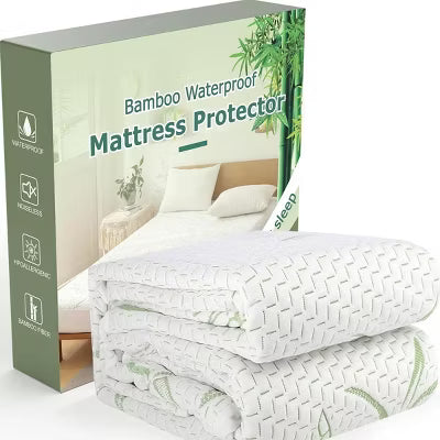 Hoey Queen Waterproof Mattress Protector – Bamboo Rayon, Soft, Breathable, Cooling Fitted Cover, Fits Up to 21" Deep Pocket