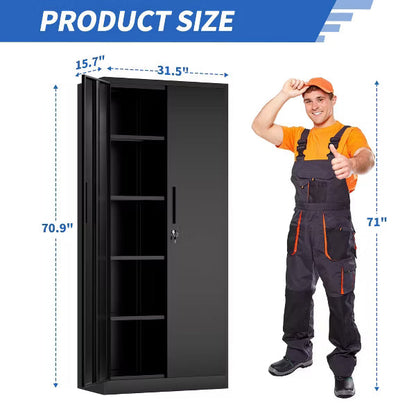 VIYET 71"H Metal Storage Cabinet with Locking Doors & 4 Adjustable Shelves, Heavy-Duty Steel Storage Cabinet for Garage