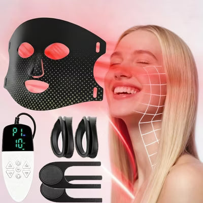 Morfone 72-LED Wireless Portable Red Light Mask, featuring 660nm & 850nm wavelengths, with timer function for home red light therapy
