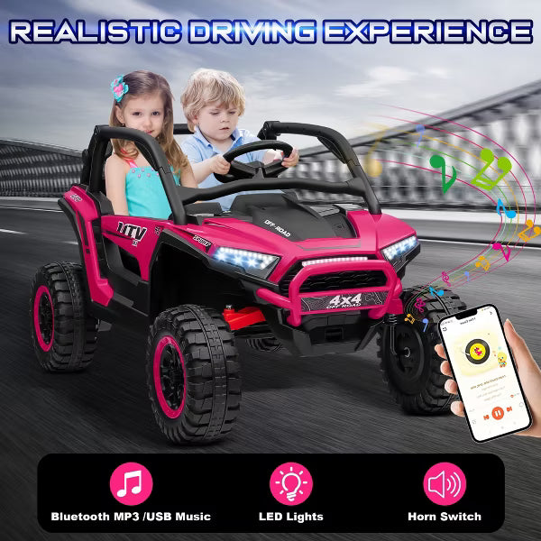 JOYRACER 24V 2 Seater 4WD Ride-On UTV for Kids with Remote Control, 4×100W Motors, 3 Speeds & Bluetooth, XL Seats Electric Off-Road UTV