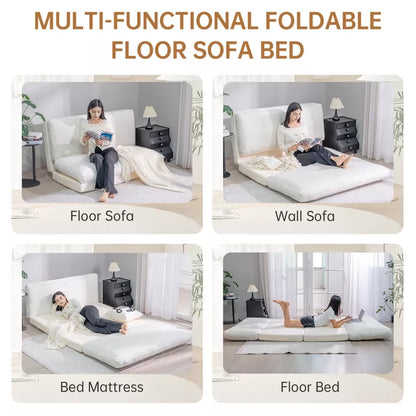 Hooseng Bean Bag Bed, Folding Sofa Bed for Adults with Washable Velvet Cover, 4 in 1 Convertible Floor Sofa Couch for Living Room Bedroom