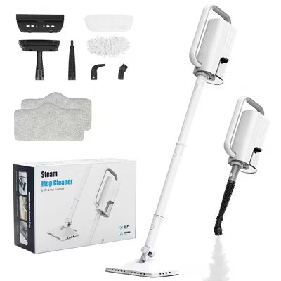 Teendow 6-in-1 Steam Mop for Floor Cleaning, Multi-Function Steam Vacuum Cleaner for Hardwood Floors and Carpet, White