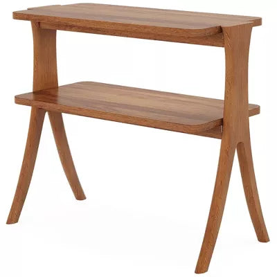 Resenkos Sofa Side End Table, End Table, Couch Table,Wood End Table, Farmhouse Side Table with 2-Tier Storage Shelf,Walnut Brown