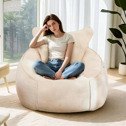 Hooseng 42" Bean Bag Chairs, Big Velvet Bean Bag Couch With Ergonomic Backrest for Adults, Memory Foam Filled Floor Sofa for Reading Playing Relaxing
