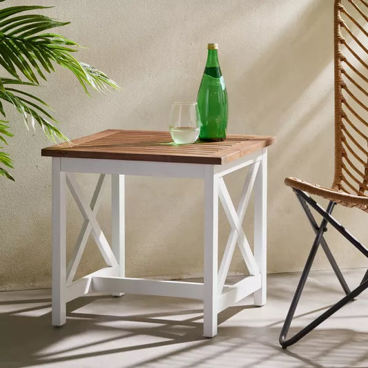 Wooakway Square Outdoor Side Table, Patio Coffee Table for Yard Garden