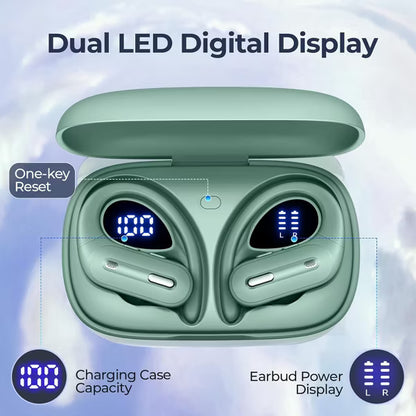 OFNEX Wireless Earbuds Bluetooth 5.3 Headphones 90 Hrs Playtime Ear buds with Wireless Charging Case Power Display Over-ear Earphones