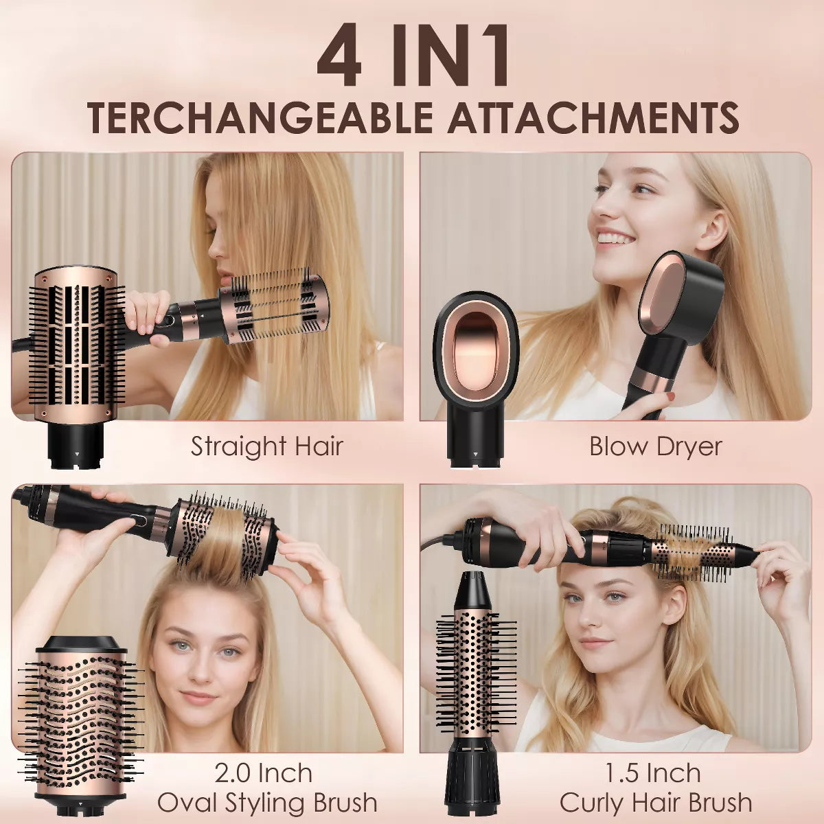 Nicebay Hair Dryer Brush, Hot Air Brush, Blow Dryer Brush Tool Set, Round Blowout Hot Air Brush Straightener Curling in One, Salon Style Blowouts