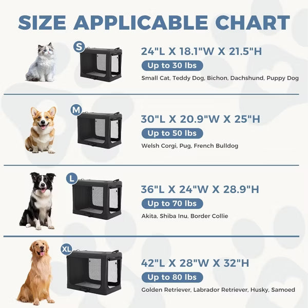 MyDepot Foldable Soft Dog Crate - 24 Inch Airline Approved Travel Carrier with Removable Pad for Pets up to 30 lbs