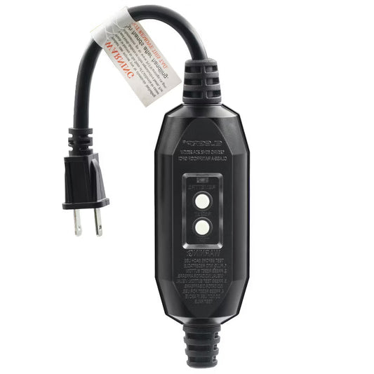 ELEGRP Auto-Monitoring GFCI Replacement Plug Inline Assembly, Auto Reset 15 Amp 2 Wires 2-Prongs, 1 FT,UL Listed, 1 Pack, Black