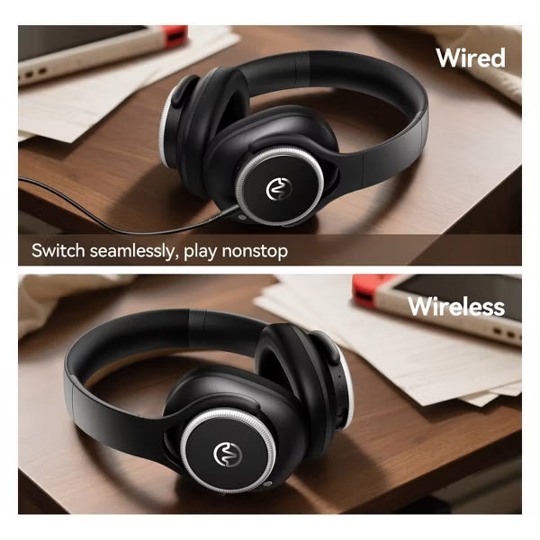 VEATOOL Hybrid Active Noise Cancelling Headphones,Wireless Over Ear Bluetooth Headphones, 60H Playtime,Foldable Design BT 6.0,Hi-Res Audio, Deep Bass