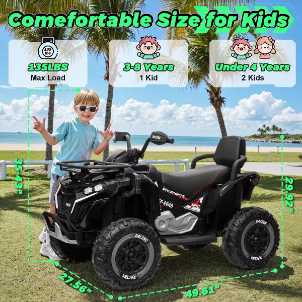 JOYRACER 24V 7Ah Kids Ride-On ATV Quad with Bluetooth, Music, USB & MP3 Port, Electric 4-Wheeler Toys Cars for Outdoor Adventure