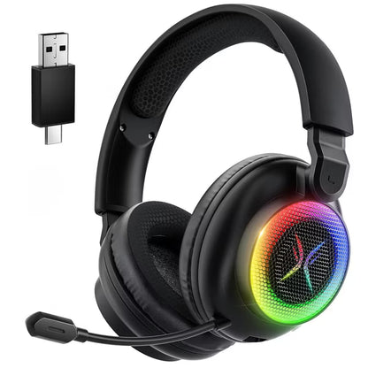 Tri-mode Gaming Headset, Over-ear Design, RGB Lighting, Noise Cancellation, Long Battery Life, ,Multi-Device Compatibility.