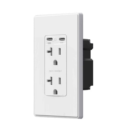 ELEGRP USB Outlets Receptacles, 65W Dual USB C Wall Outlet, Power Delivery 20 Amp Tamper Resistant Electrical Outlet, Wall Plate Included, UL Listed