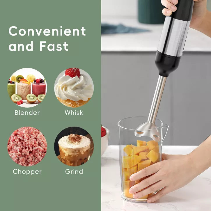 WHALL Immersion Blender with Whisk, Milk Frother Attachments