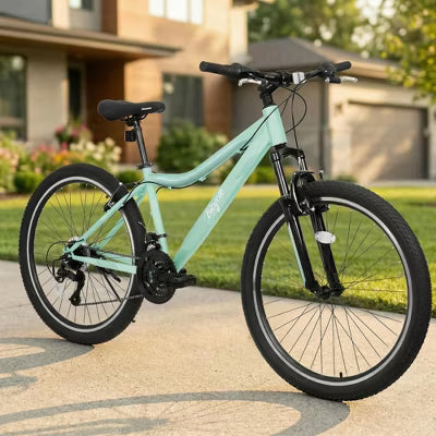 Mountain Bike 26 Inch, High-Density Carbon Steel Frame, 21 Speed, Front Suspension, Dual V-Brakes, 80% Pre-Assembled for Men Women Teens