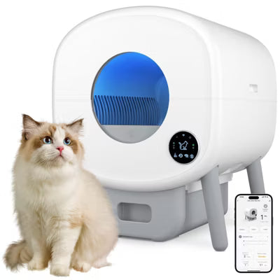 Cumrige Large Capacity Automatic Cat Litter Box Self Cleaning for Multiple Cats with App Control and Safety Protection.