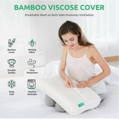 Zibroges Bed Pillow, Adjustable Orthopedic Sandwich Pillow Cervical Pillow for Neck Pain Relief, Memory Foam Neck Pillow, Contour Cooling Pillow