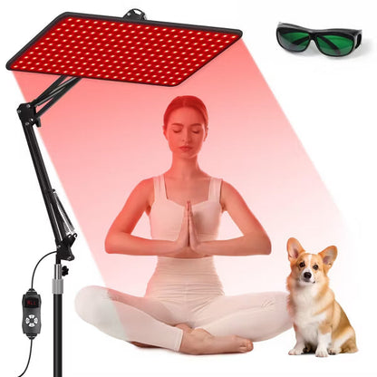 Morfone 200LED 660nm+850nm+940nm NIR light Therapy Panel with Adjustable Stand & Safety Goggles