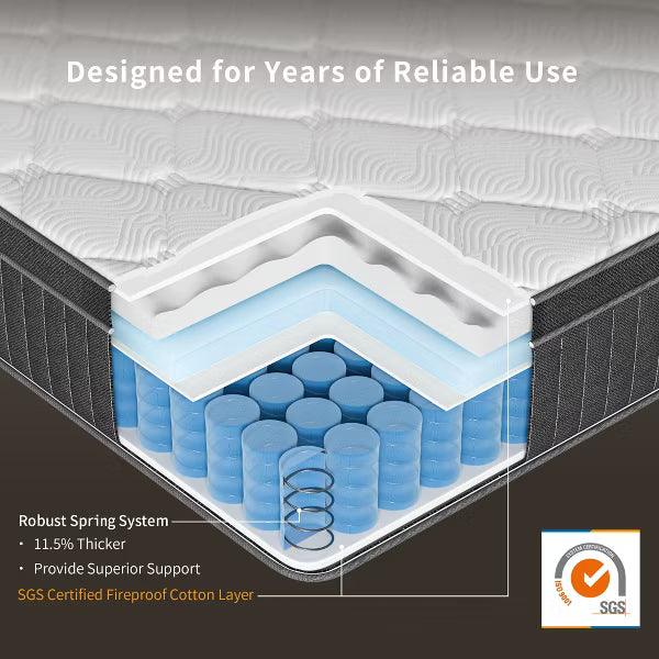 Swedrea Hybrid Mattress Medium Cooling Gel Memory Foam with CertiPUR-US and Oeko TEX Certified