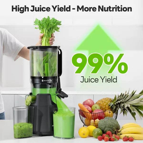 Ecoself Cold Press Juicer – 5.3" Feed Chute, 1.7L Capacity, High Juice Yield, Juicer Machine, Professional Slow Juicer for Whole Fruits & Vegetables