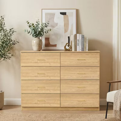 CIPACHO Modern Brown 8-Drawer Wide Dresser, Sturdy Safe Ample Storage Chest for Bedroom