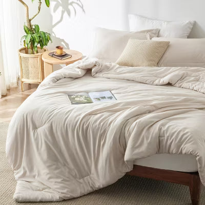 Bedsure Comforter Set-Soft Cationic-Dyed Fabric 3-Piece Bedding Set Beige California King OEKO-TEX Certified Christmas Gift