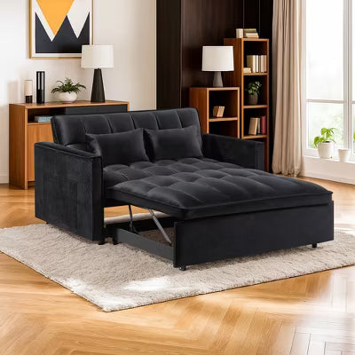 Resenkos 54 Inch Adjustable Backrest Sofa, Sofa Bed, Futon Sofa with Double Armrest and Pouch, Variable Bed for Living room