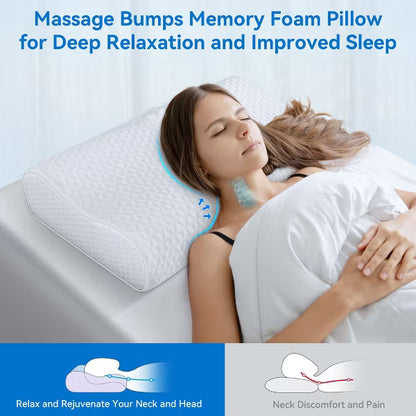 Zibroges Bed Pillow for Neck Pain Relief, Memory Foam Neck Pillow, Contour Cooling Pillow for Side Sleeper, AdjOrthopedic Sandwich Pillow