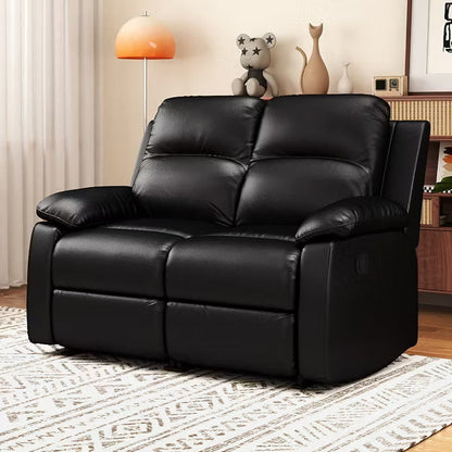 KERDOM 2-Seater Manual Recliner Loveseat, PU Leather Reclining Sofa, Double Reclining Couch for Living Room，Black