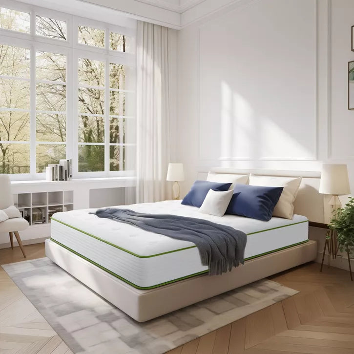 Swedrea Hybrid Mattress Breathable Medium Cooling Memory Foam Bed-in-a-Box White