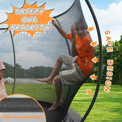 Outdoor Trampoline with Enclosure Net and Ladder for Kids and Adults