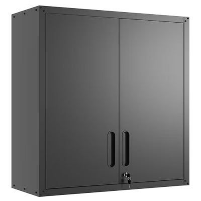 VIYET 30"H Wall-Mounted Metal Tool Storage Cabinet,2 Locking Doors+1 Adjustable Shelf+1 Open Drawer for Garage/Office/Warehouse (Black)