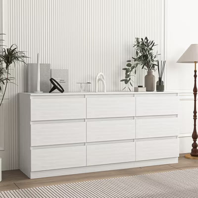 CIPACHO Modern White 6-Drawer Dresser - Roomy Double Dresser for Home