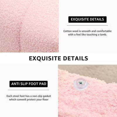 SEVOBAL Ottomans and Benches Upholstered Teddy Velvet U Shaped Vanity Stool Modern Footrest Bench for Living Room Bedroom, Pink, 42.00"*36.50"*42.00"