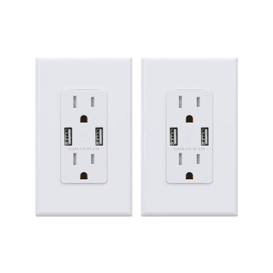 ELEGRP USB Outlet Receptacle, 20W 4.0 Amp USB Wall Outlet, 15 Amp Tamper-Resistant Electrical Outlet with Type A port, UL Listed, Wall Plate Included