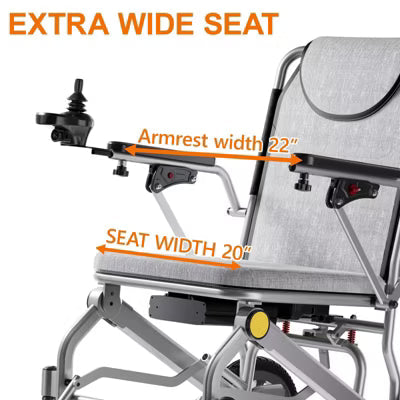 KERDOM Foldable Electric Wheelchair for Adults, 500W High Power Electric Wheelchair, 350 lbs Capacity with Safety Design, All-Terrain Pneumatic Tires