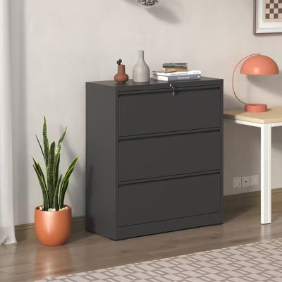 VIYET 40"H Lockable Lateral File Cabinet Heavy-Duty Metal for Home Office, Silent Full-Extension Slides, Anti-Tilt, Fits Letter/Legal/A4/F4,black