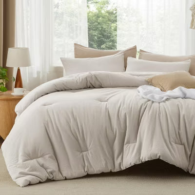 Cotton Fabric with Microfiber Inner Fill 3 Pcs King Size Comforter Set for All Seasons Linen - Bedsure