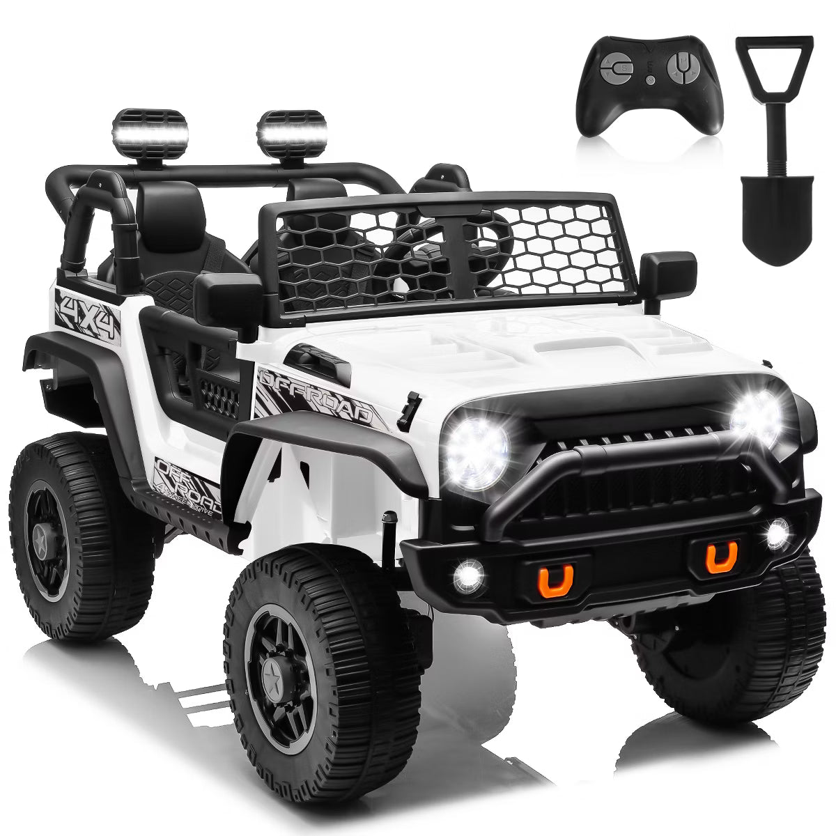 JOYRACER 24V 4WD 4-Wheeler Ride-On Truck Toys, 2-Seater Kids Electric Car w/ Remote, 7AH Battery, Spring Suspension, Bluetooth, Gift for Boys & Girls