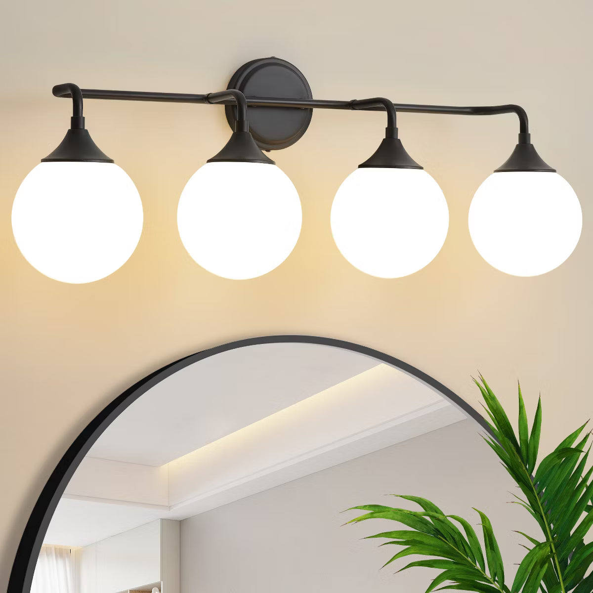 POWLIG Dimmable Vanity Light – Modern Bathroom Fixture with 5.9" Opal Glass Globes